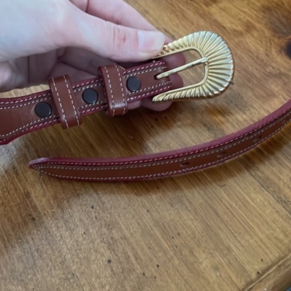 Vintage Red, Brown and Gold Leather Western Tony Lama Belt main image 8